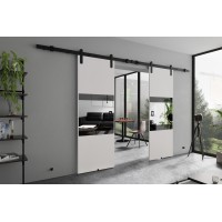 Dubultās bīdāmās durvis ar spoguli MIA DUO Loft R, balts